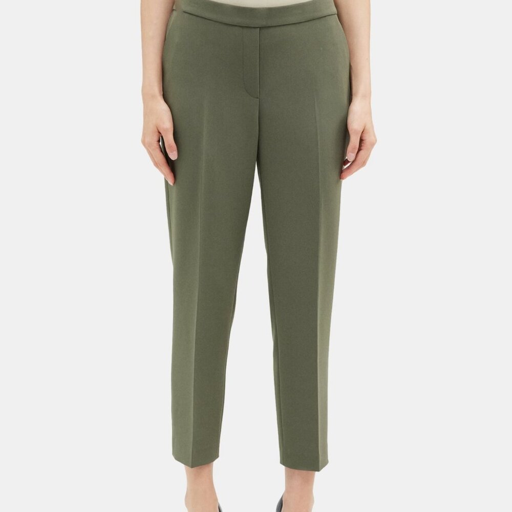 Theory Cropped Slim Pull-On Pant in Crepe 00